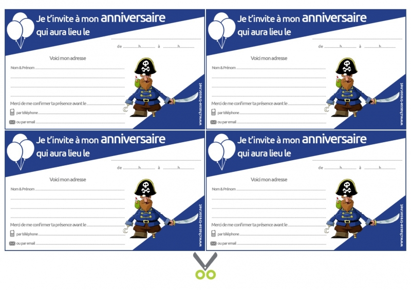 Carte invitation anniversaire pirate