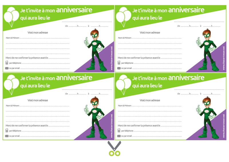 Invitations à imprimer pour anniversaire Chevaliers - chasseOtresor