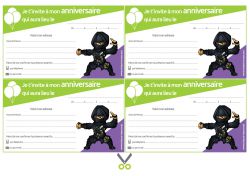 Invitations à imprimer pour anniversaire - Ninjas