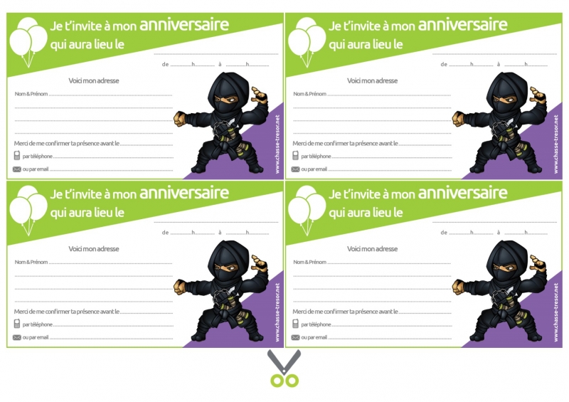 Invitations A Imprimer Pour Anniversaire Ninjas Chasseotresor