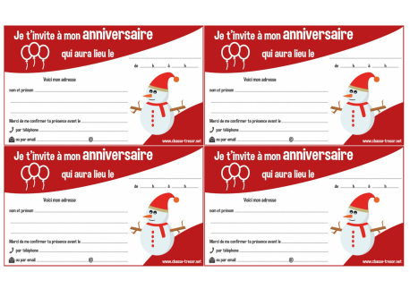 Invitations à imprimer pour anniversaire - thème de noël