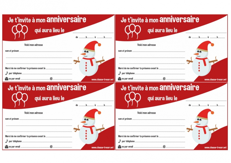 Invitations A Imprimer Pour Anniversaire Theme De Noel Chasseotresor