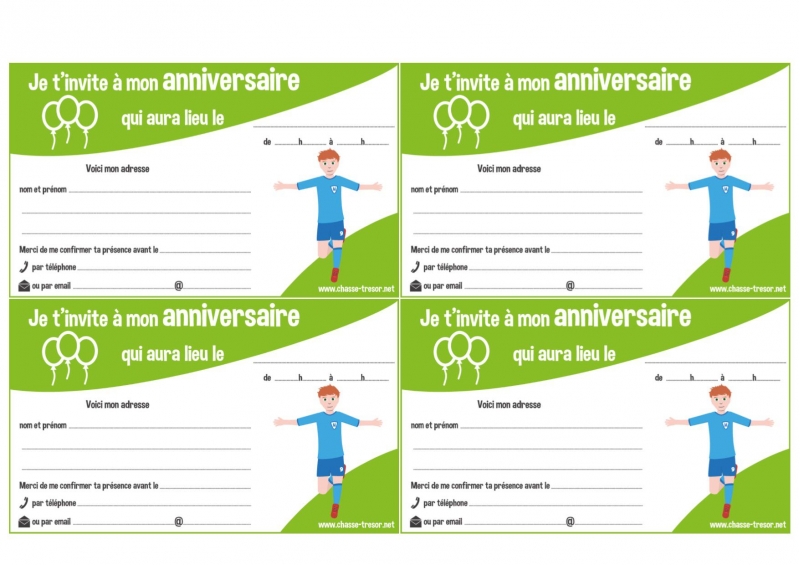 Invitations à imprimer pour anniversaire - Football