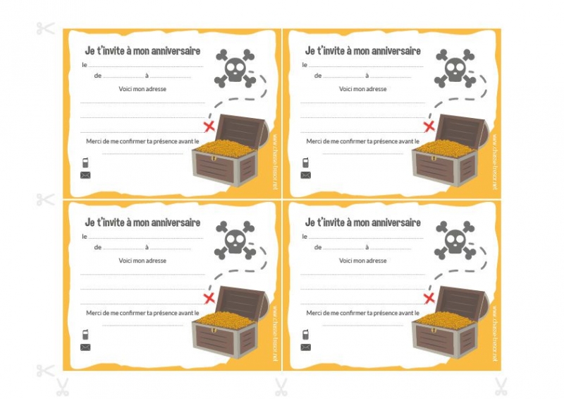 Invitations A Imprimer Pour Anniversaire Pirates Chasseotresor