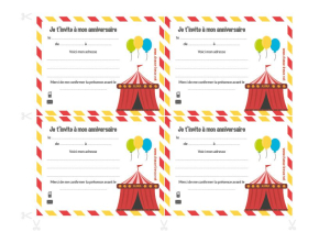 Invitations à imprimer pour un anniversaire cirque