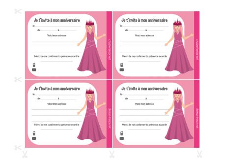 Invitations à imprimer pour anniversaire Princesses